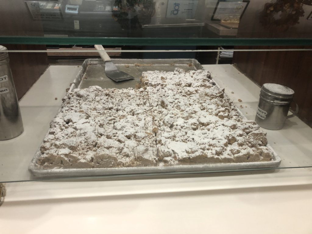 Crumb Cake with Confectioners Sugar