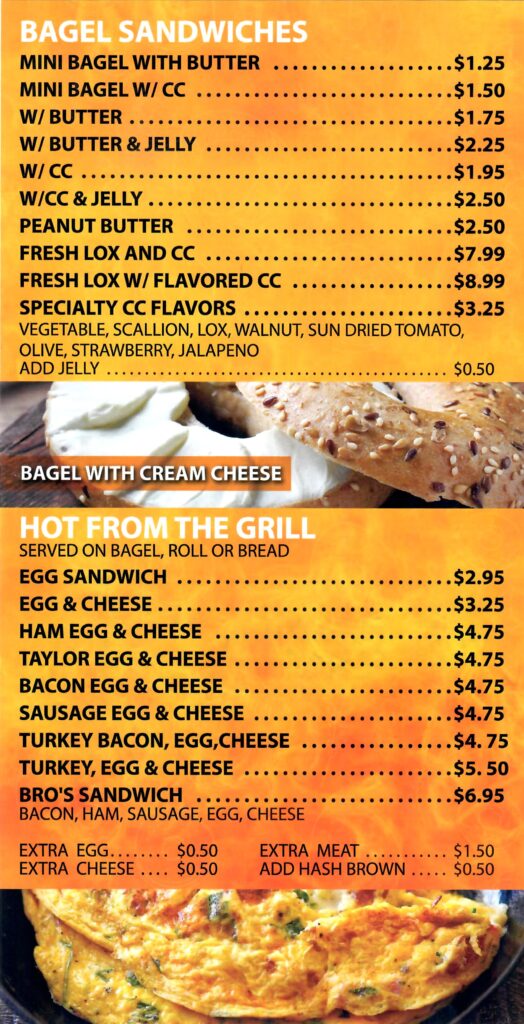 Bagel Bros 2 - Menu 1